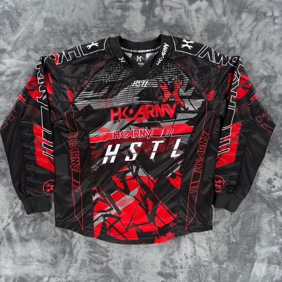 HK Army Youth HSTL Paintball Jersey Red Black Camo Long Sleeve Padded Shirt - Picture 1 of 8